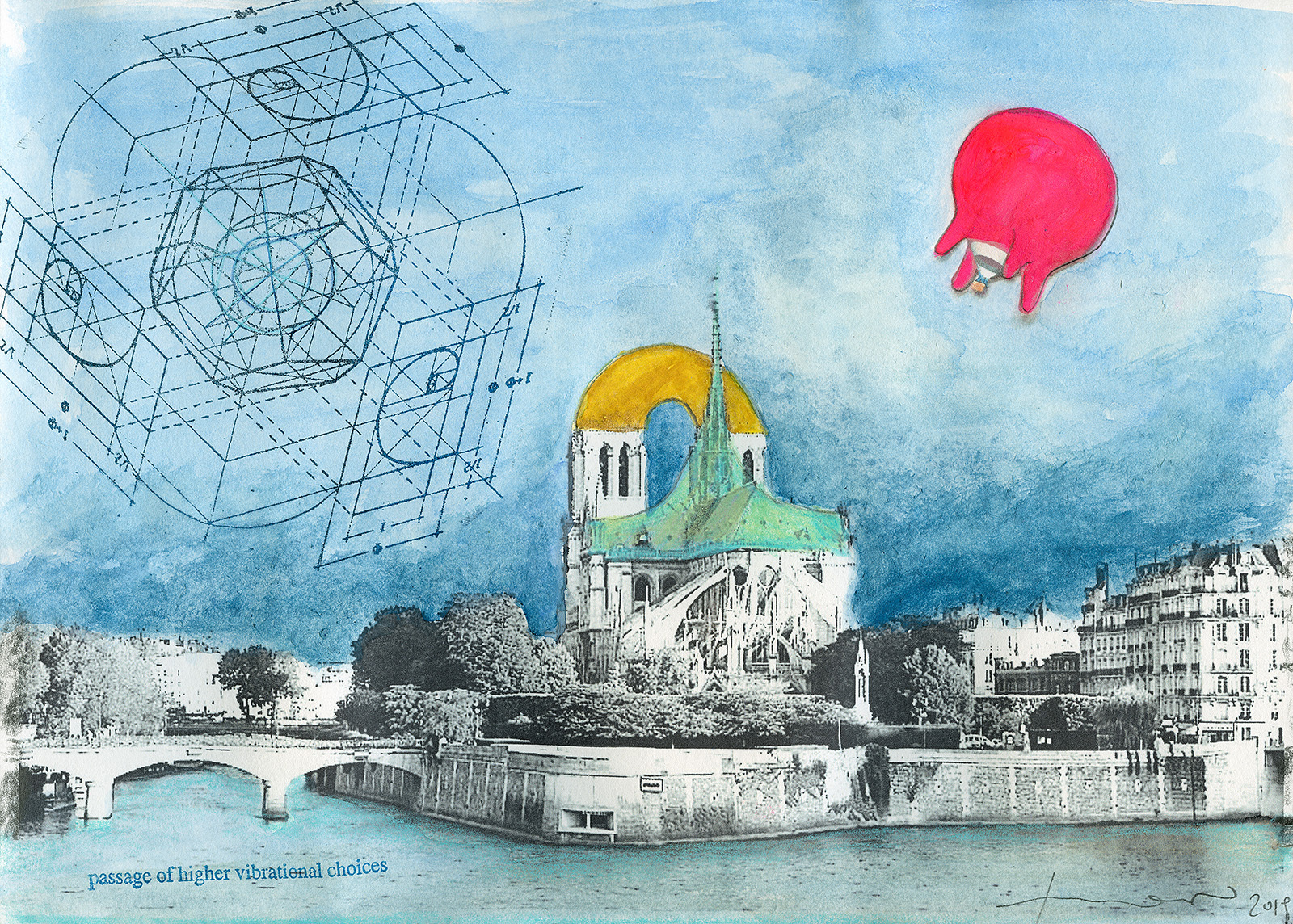 Notre Dame with Golden Arch and Flyingudder by Barbara Anna Husar